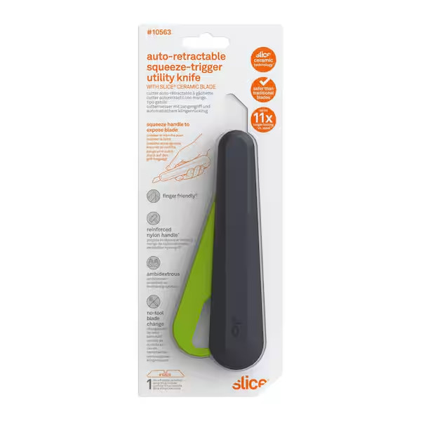 10563 Auto-Retractable Squeeze-Trigger Utility Knife, Safer Choice