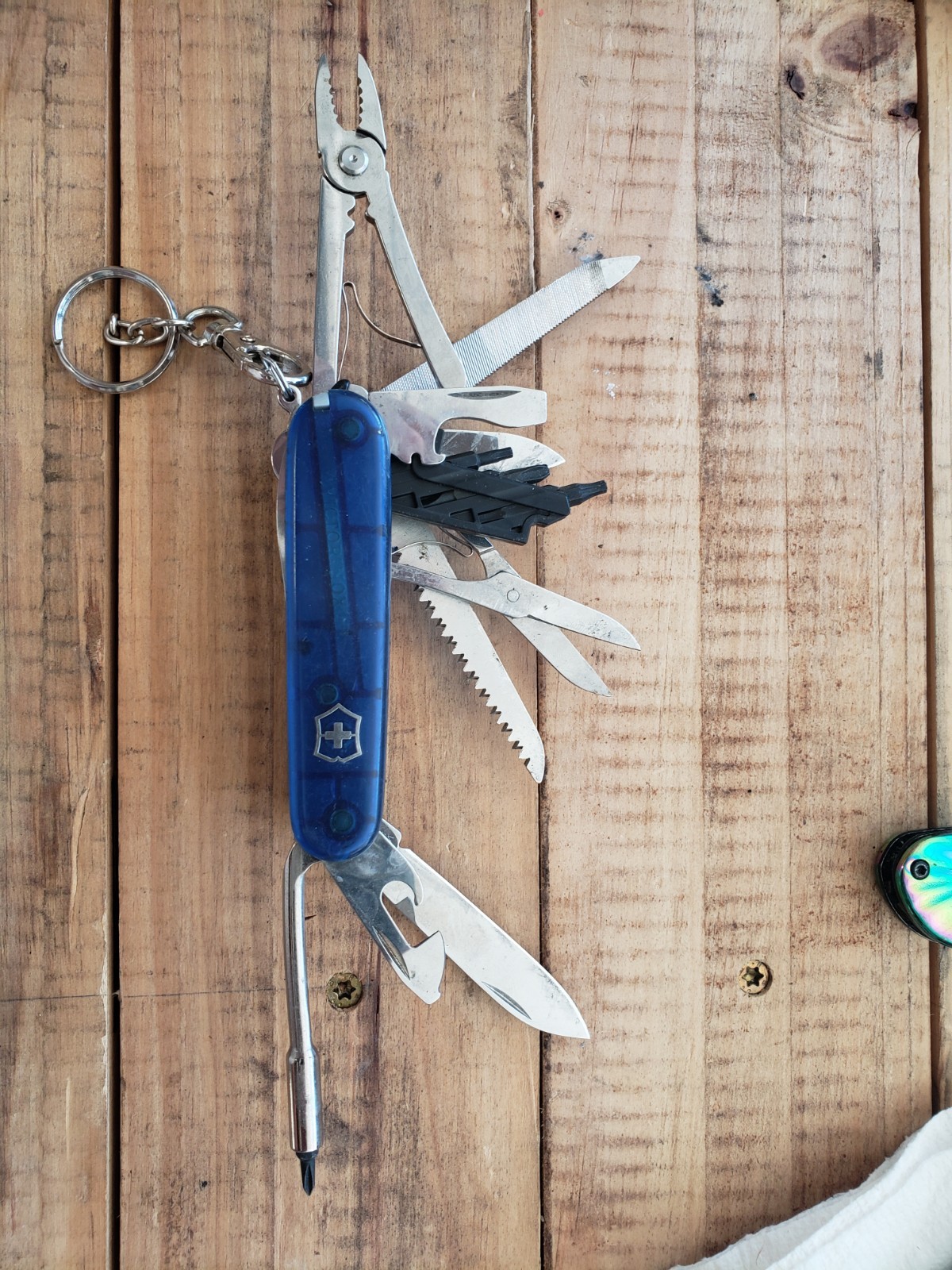 Victorinox Blue Stainless Multi-Tool Knife Scissors Corkscrew Bottle Opener