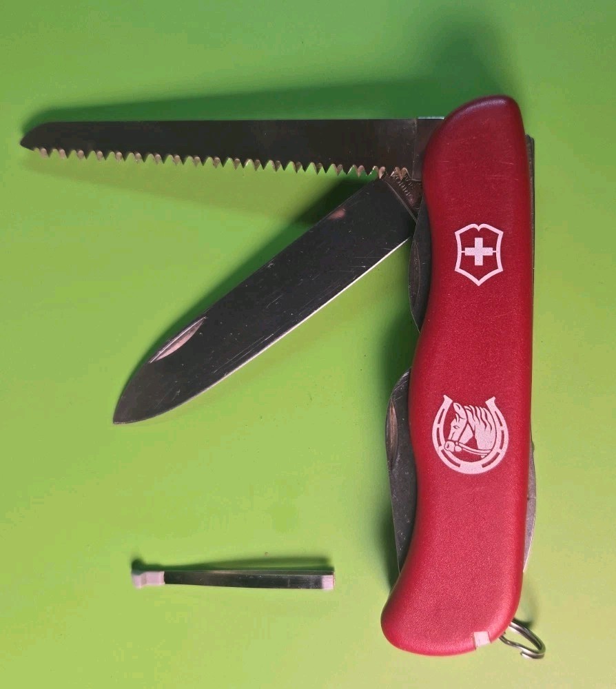 Victorinox Equestrian 111mm Swiss Army Knife – Red Horse Head Logo – Hoof Pick