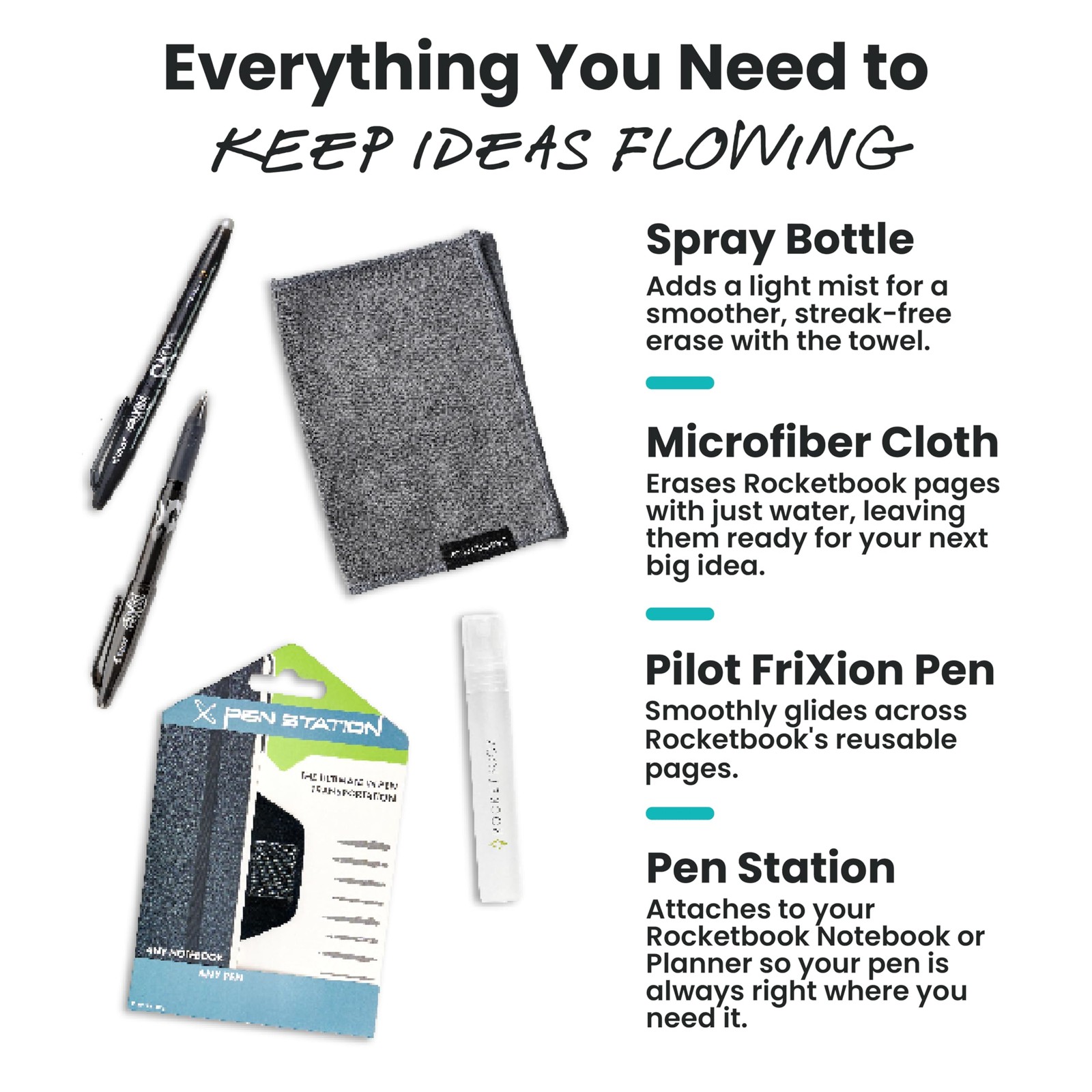 Accessory Kit – Complete Set with 2 FriXion Gel Pens, Spray Bottle, Microfibe…