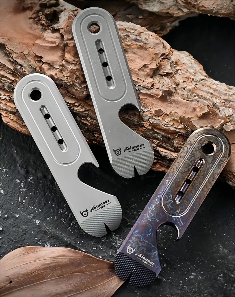 Titanium Pry Bar Crowbar Bottle Opener Portable Keychain Pocket Multi EDC Tool