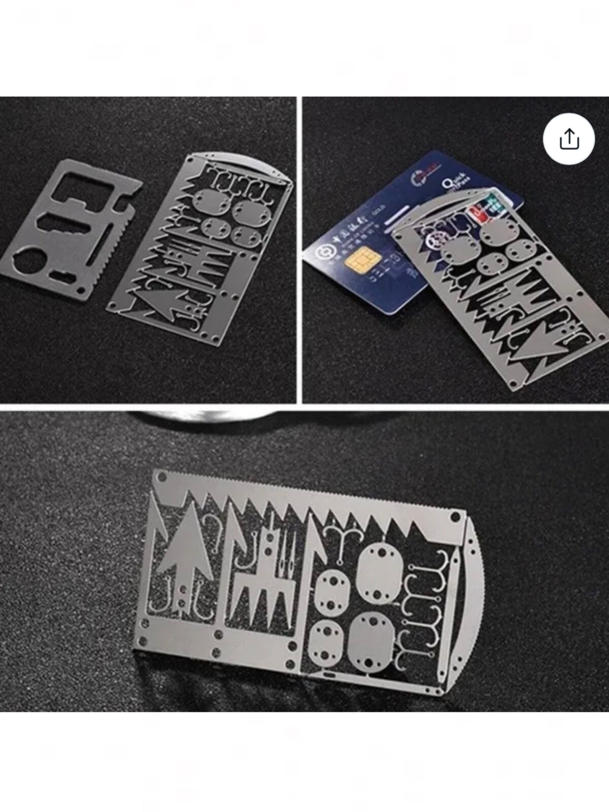Survival Multitool Card 22 in 1 Steel Credit Card Pocket Sized Survival Tool USA