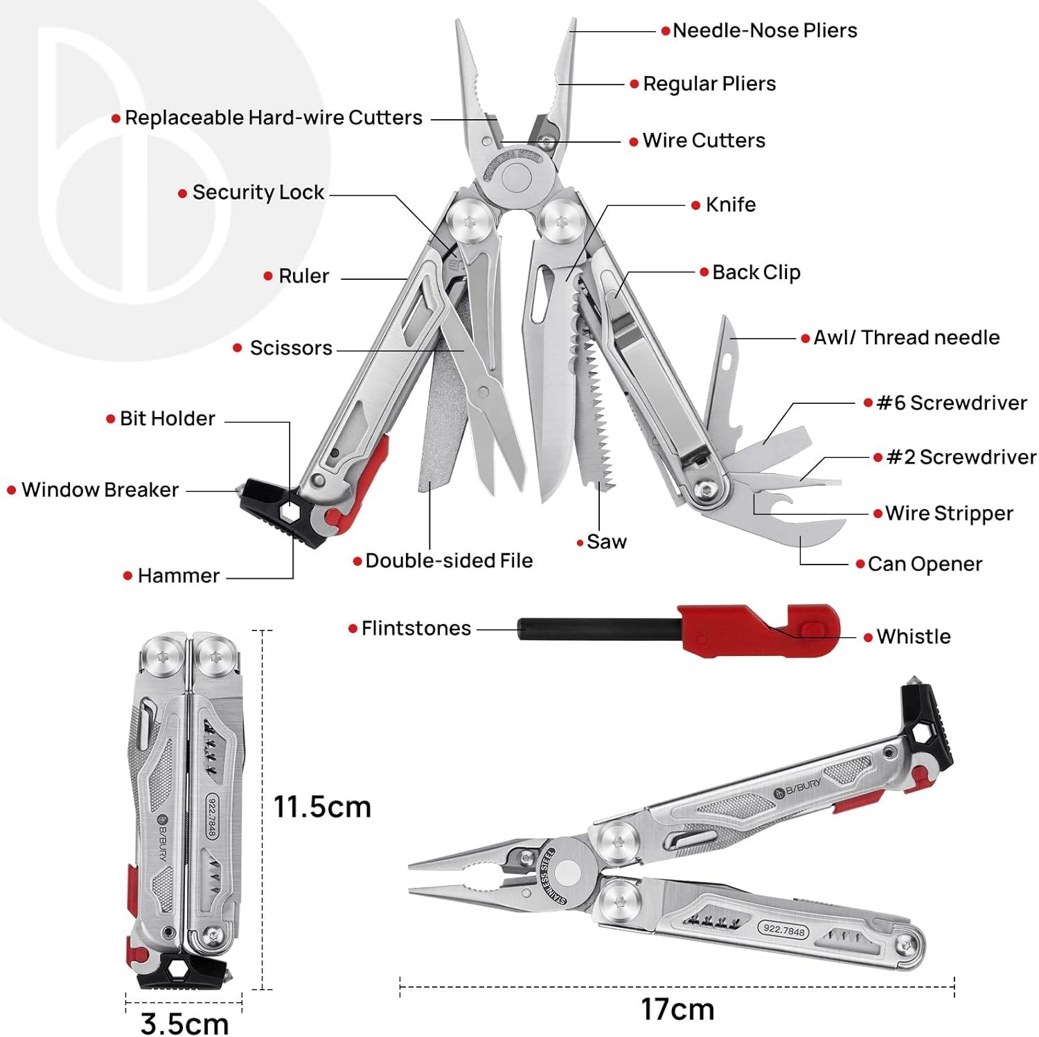 Versatile 22-in-1 Multitool with Window Breaker & Flint – Ultimate Outdoor Gear