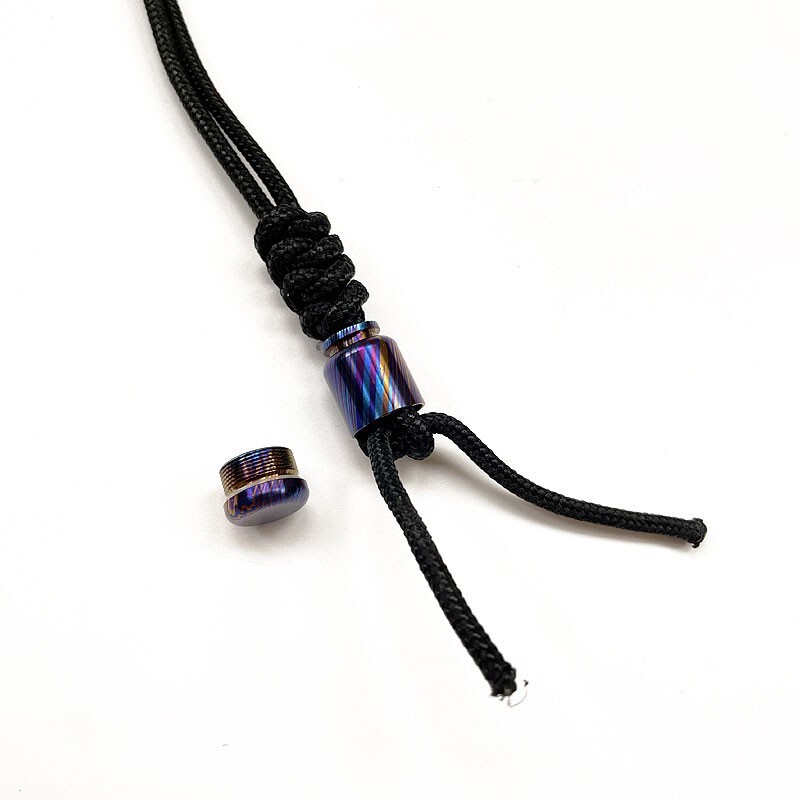Hot Timascus Parachute Cord Knife Bead Necklace Keychain Pendant Lanyard EDC