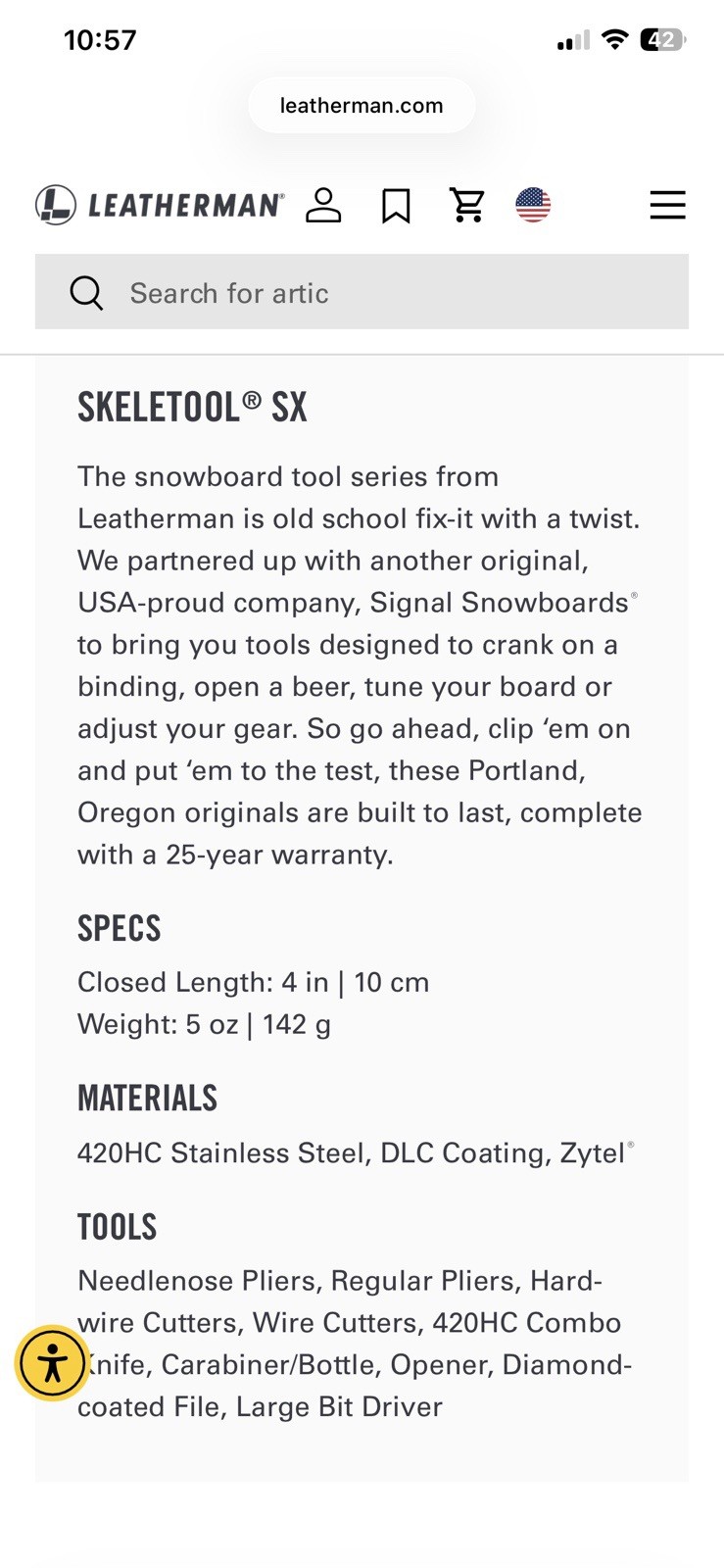 Discontinued RARE Leatherman Skeletool SX Signal Snowboards USA Retired 2013