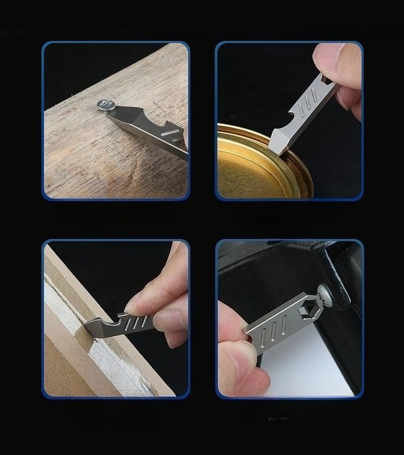 Mini Titanium Keychain Multi Tools Pry Bar Crowbar Opener Outdoor Pocket EDC