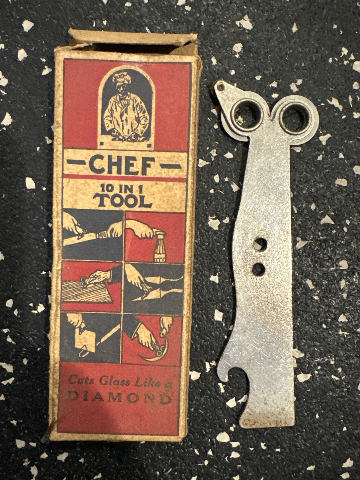 ANTIQUE CHEF – 10 in 1 Combination Metal Tool with Original Box and Instruct F2