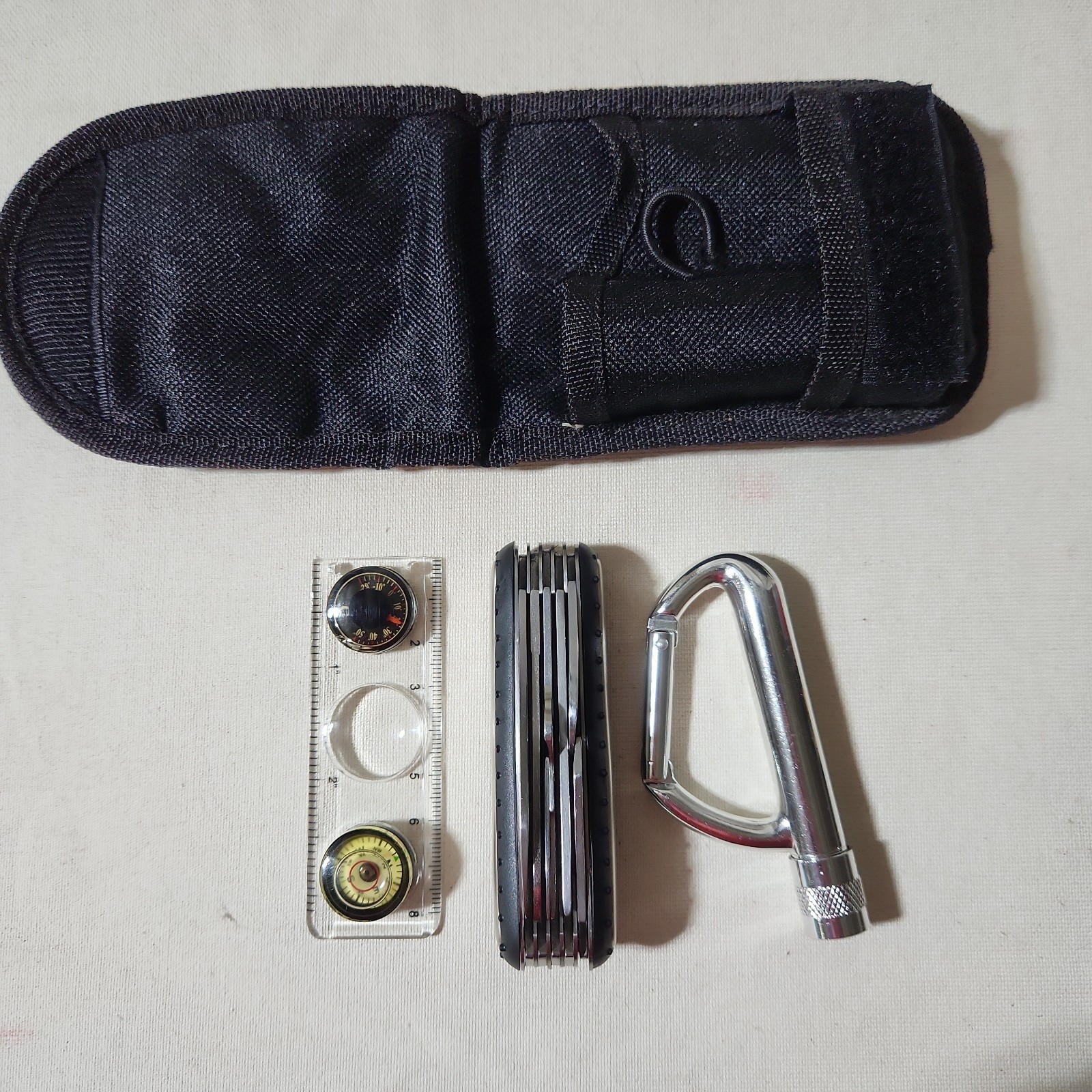 MultiTech Multitool Kit With Compass Ruler Flashlight And Case – Used