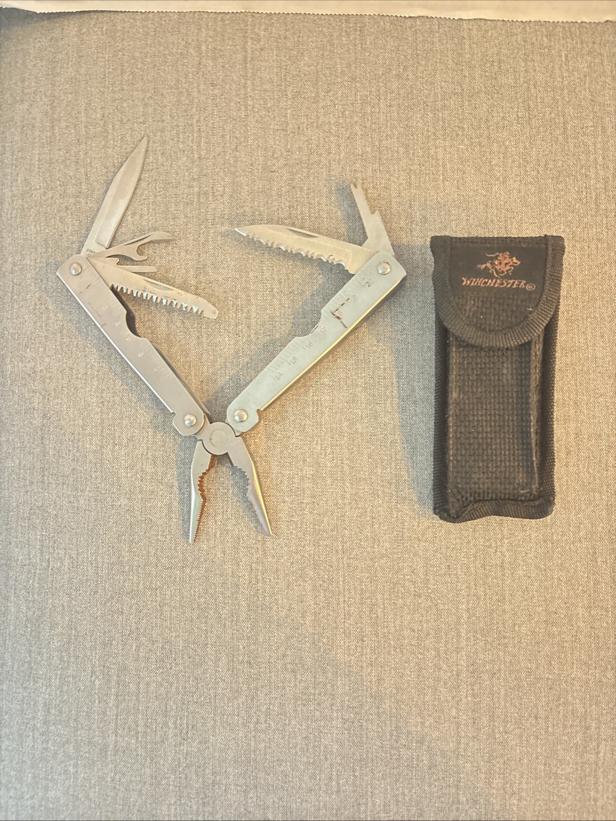 Winchester Multi Purpose Tool Nylon Sheeth W Belt Loop Ruler Pliers Knife & More