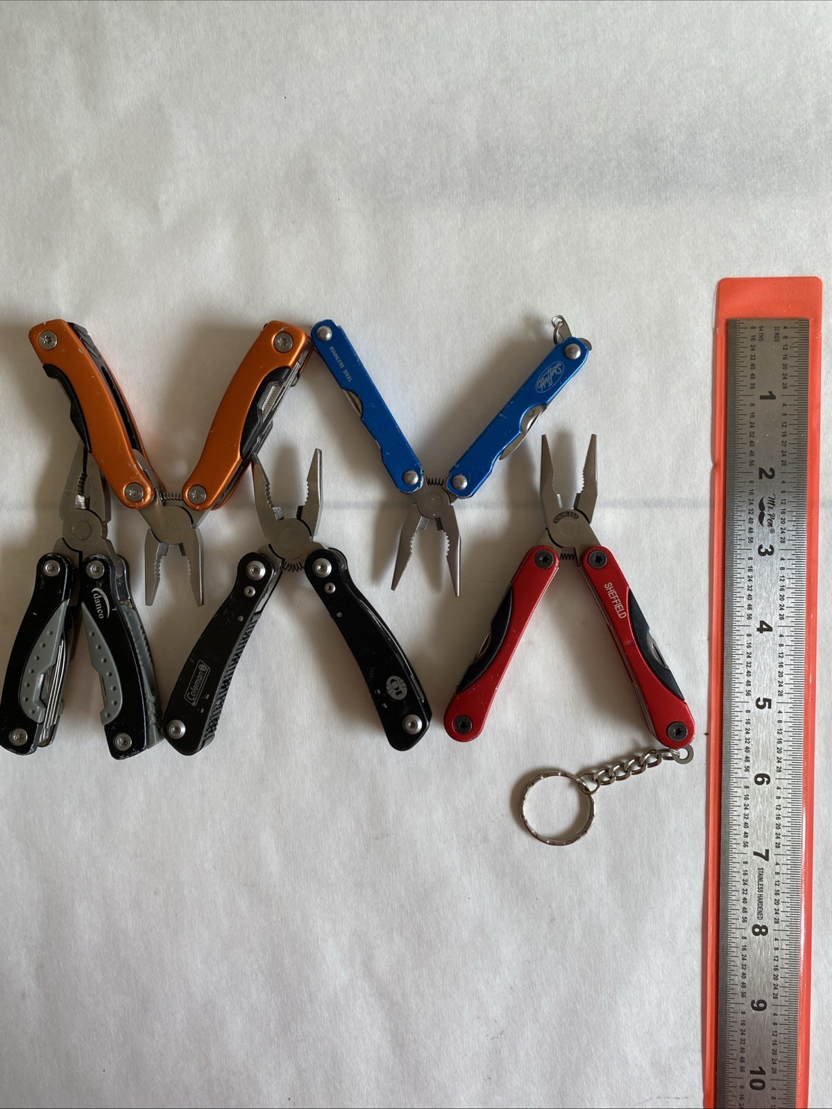 Lot Of 5 Mini Multitools Danco Coleman Sheffield Black Red Blue Camp Fish Hunt