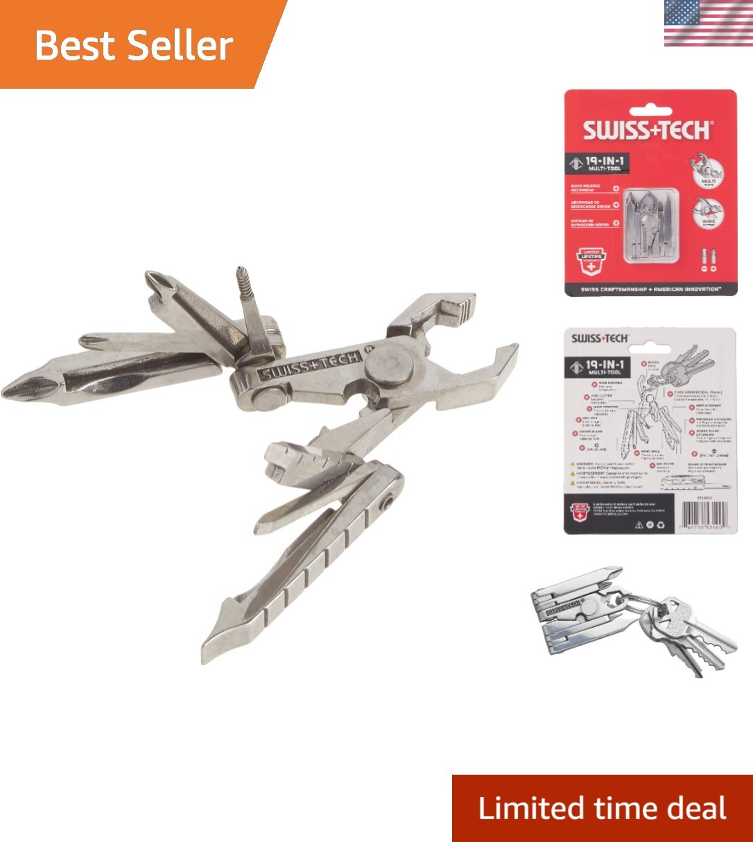 Versatile 19-in-1 Stainless Steel Tool Keyring – Essential for Every Adventure