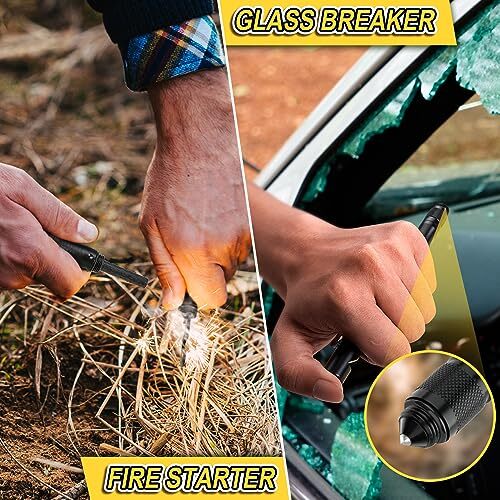 Gifts for Men, 9 in 1 Tactical Pen, Dad Gifts for Fathers Day, Large Black