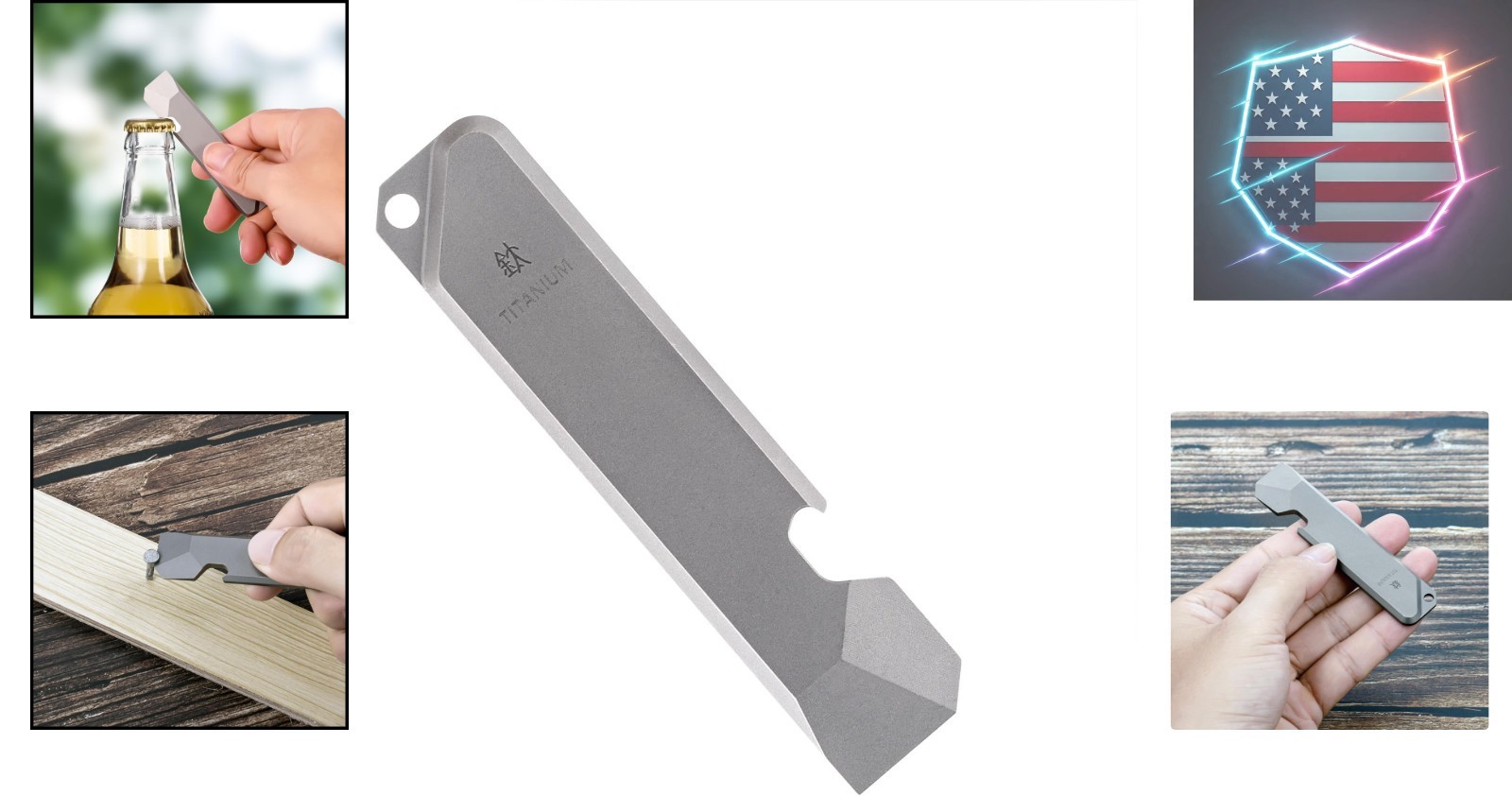 Titanium EDC Pry Bar with Bottle Opener Function Portable Multi Tool