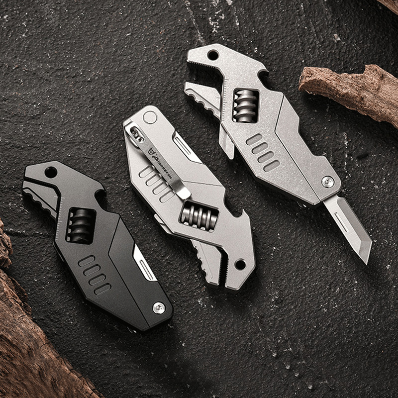 EDC Titanium Alloy Multi Tools Adjustable Wrench Pocket Folding Knife Keychain