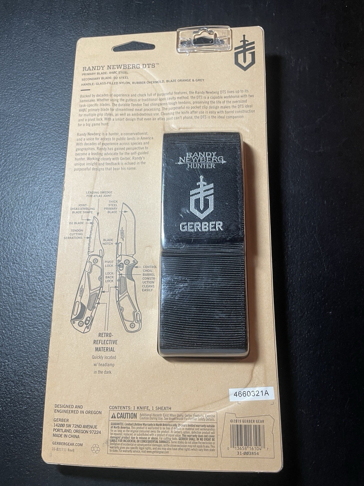 Gerber Randy Newberg DTS KnifeDual Tool System w/Sheath,Orange/Black New Gift