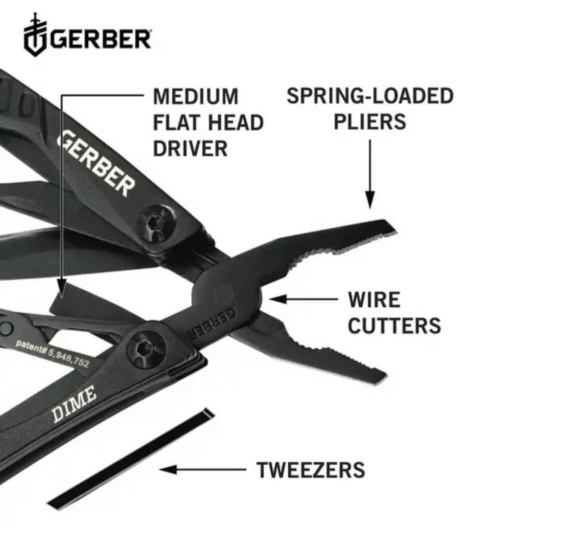 Gerber Dime 12 Multi-Tool Black 30-000469 BRAND NEW Small & Lightweight Fiskars
