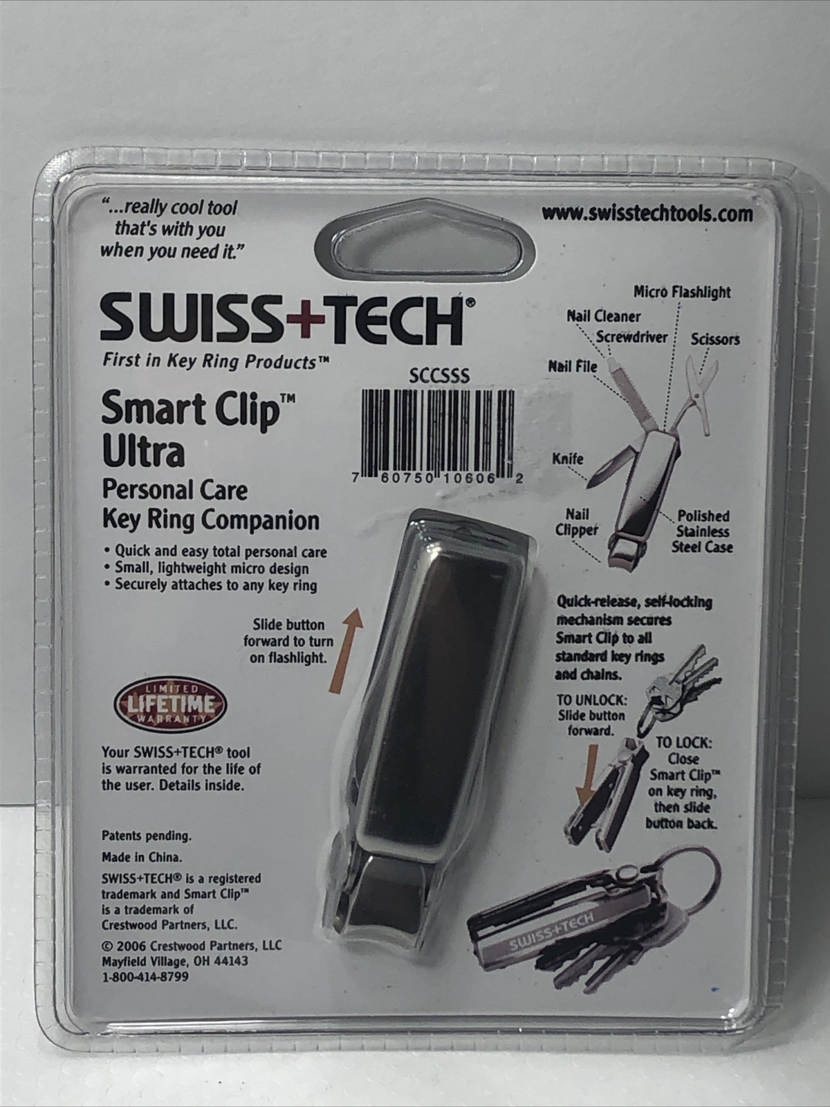 Swiss Tech Smart Clip Personal Care Key Ring Companion 9-in-1 SCCSSS NIP