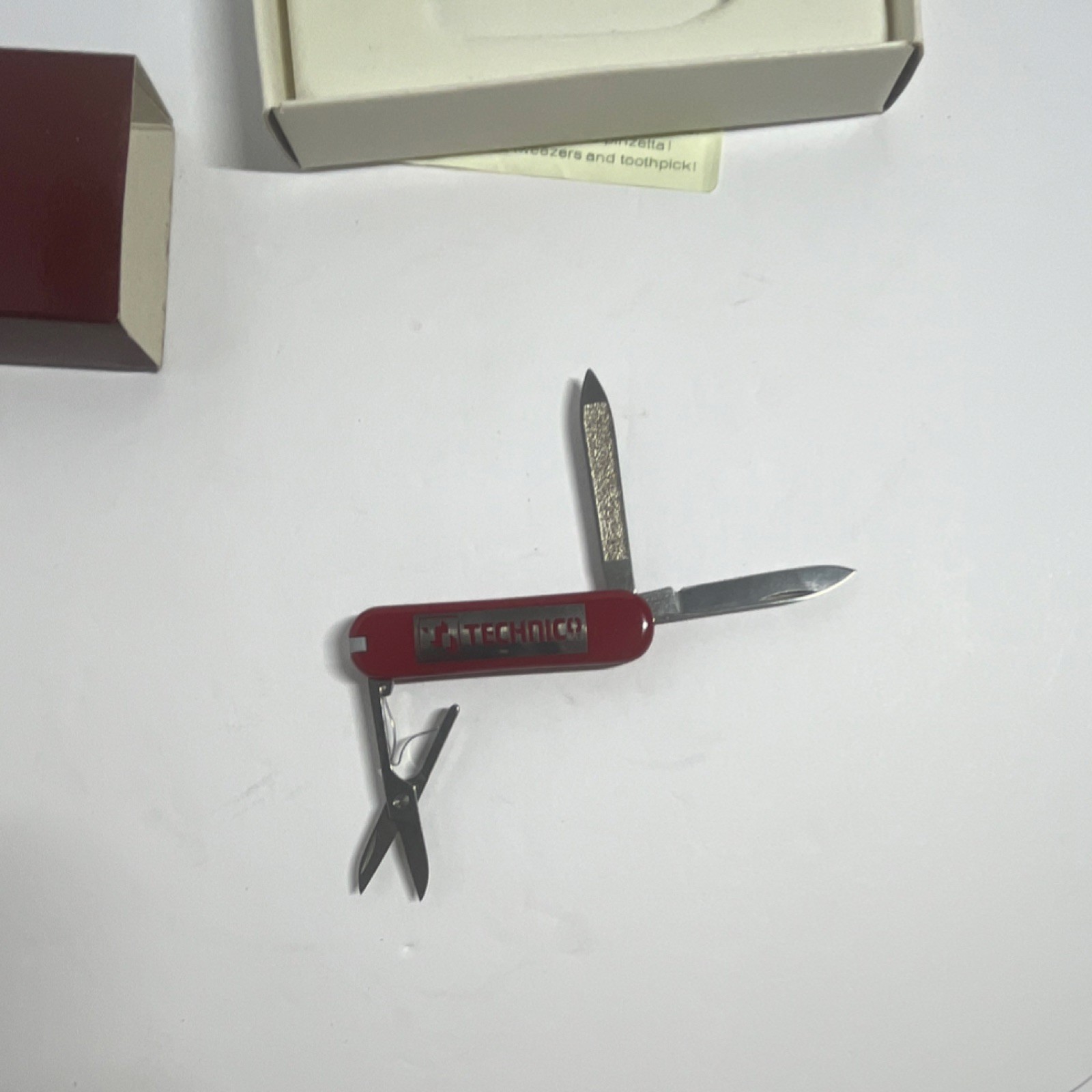 Victorinox Red Multi-Tool Knife Scissors Nail File Stainless Steel Straight Edge