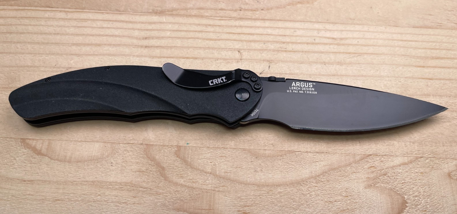 CRKT Argus 7030K Lerch Design Black A/O Folding Pocket Knife – Very Nice