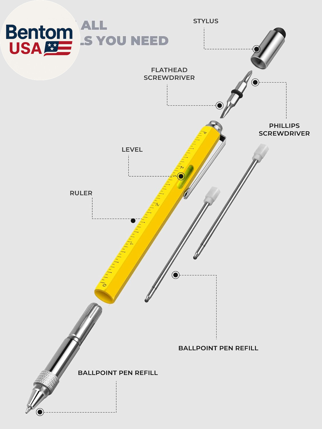 Stocking Stuffers for Men Multitool Pen – Mens Gifts for Christmas Unique White