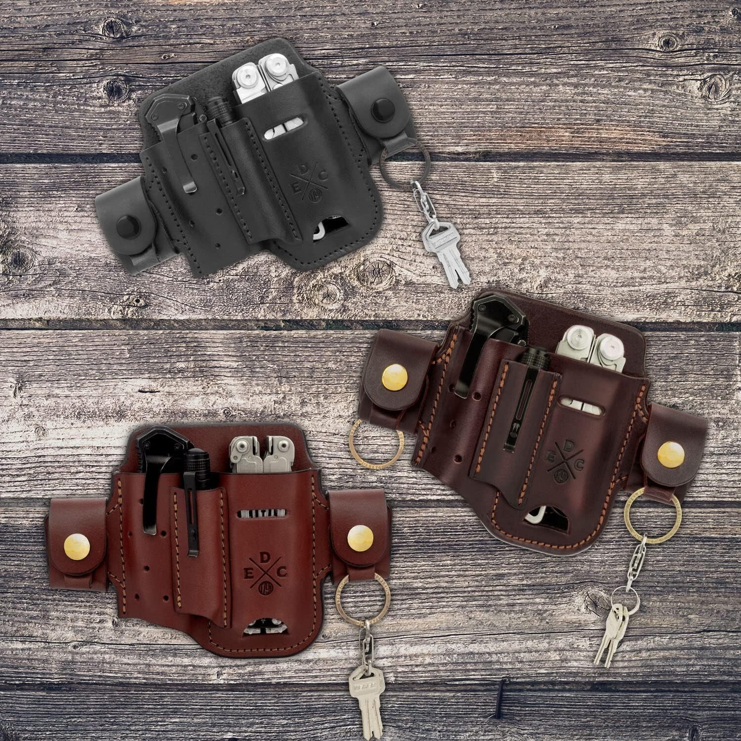 Premium Leather Multitool Sheath with Action Snap for Everyday Carry Essentials