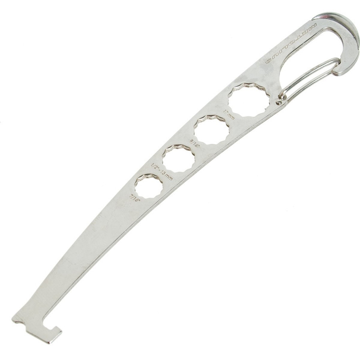 Multitool with Carabiner Hook and Wrench for Tightening Loose Bolts