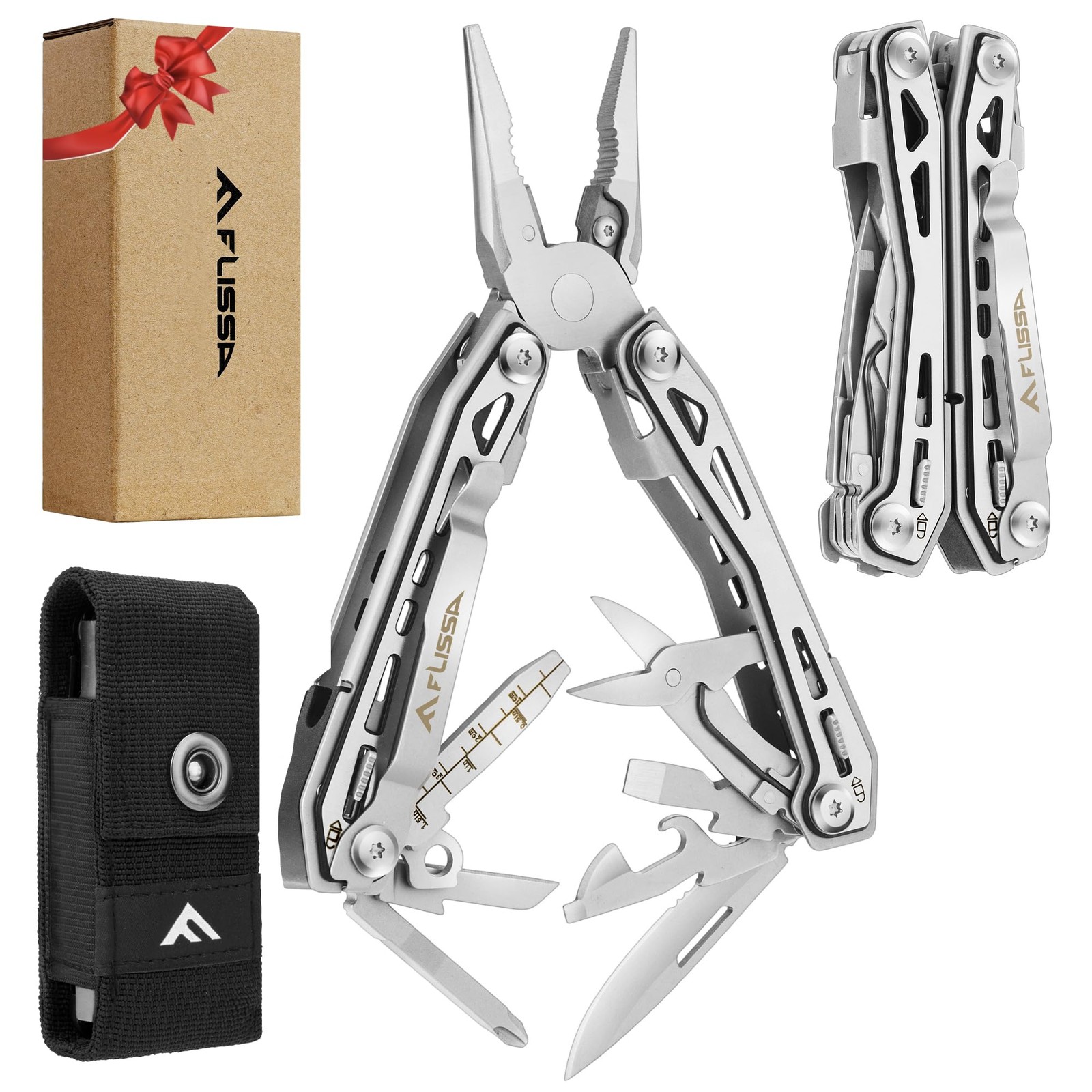 16-in-1 Stainless Steel Multi Tool, Gifts for Men, EDC Multitool with Pocket …