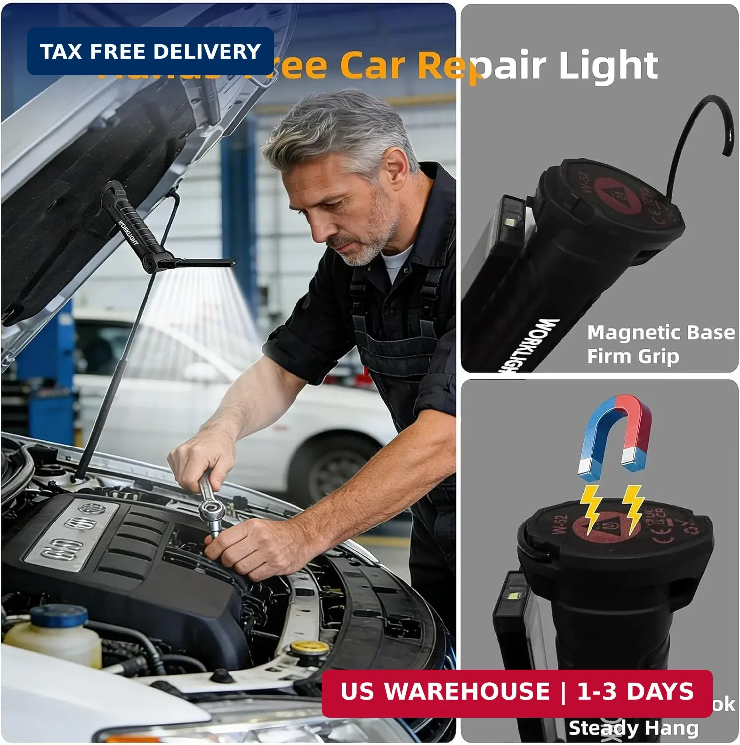 Tool Fathers Day Dad Gifts for Men Him Husband, LED Rechargeable Work Light for