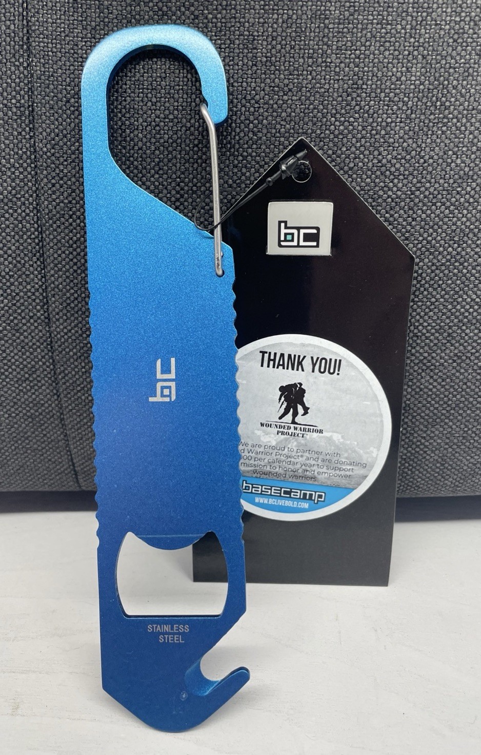 Basecamp Quickdraw Carabiner Tool BC7101, Bottle Opener, Seatbelt Cutter.