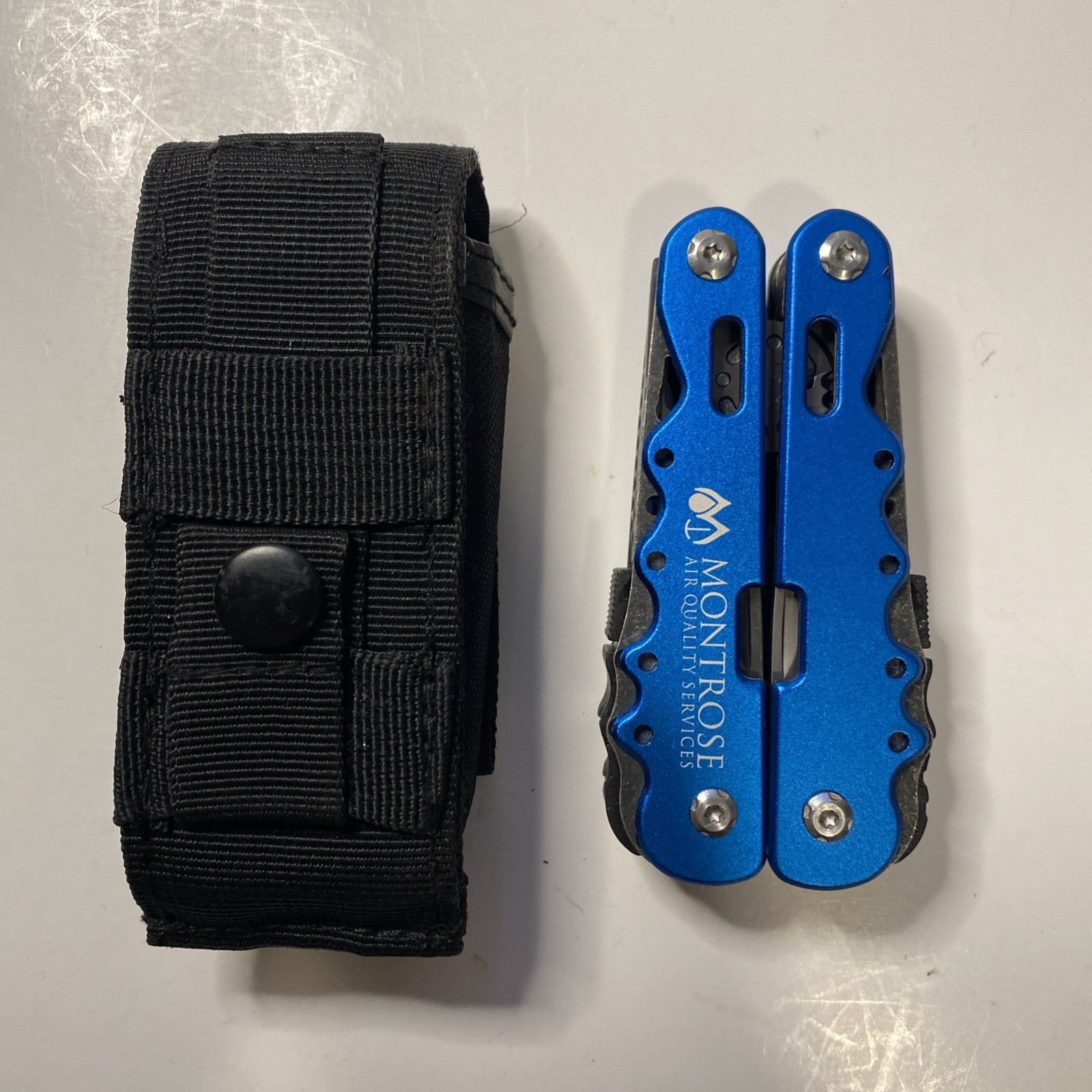 Multi Mate BC Live Bold Folding Multitool Pliers Blue Handles w/ Nylon Sheath