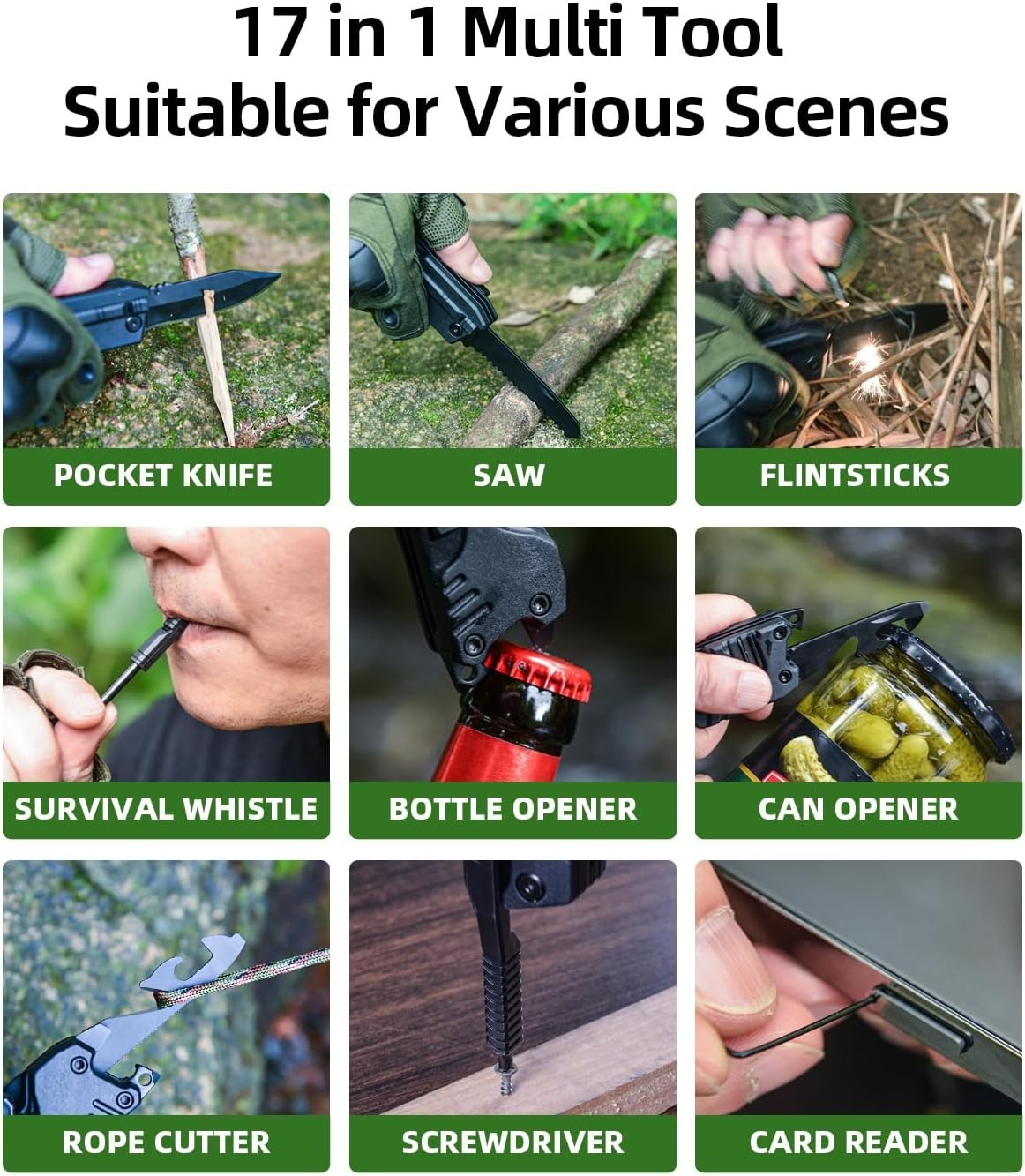 Durable Stainless Steel 17-in-1 Multitool Knife – Essential for Every Adventure