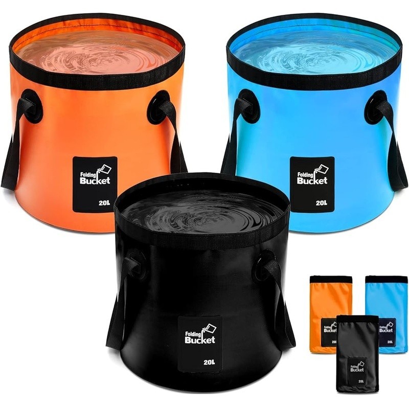 Collapsible Buckets 3 Pack Portable Waterproof Outdoor Camping Folding Tool New