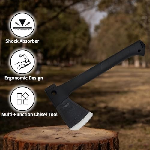 14″ Camping Axe & Hatchet Multi-Tool – Survival Tool with Handsaw, Fire Starter,