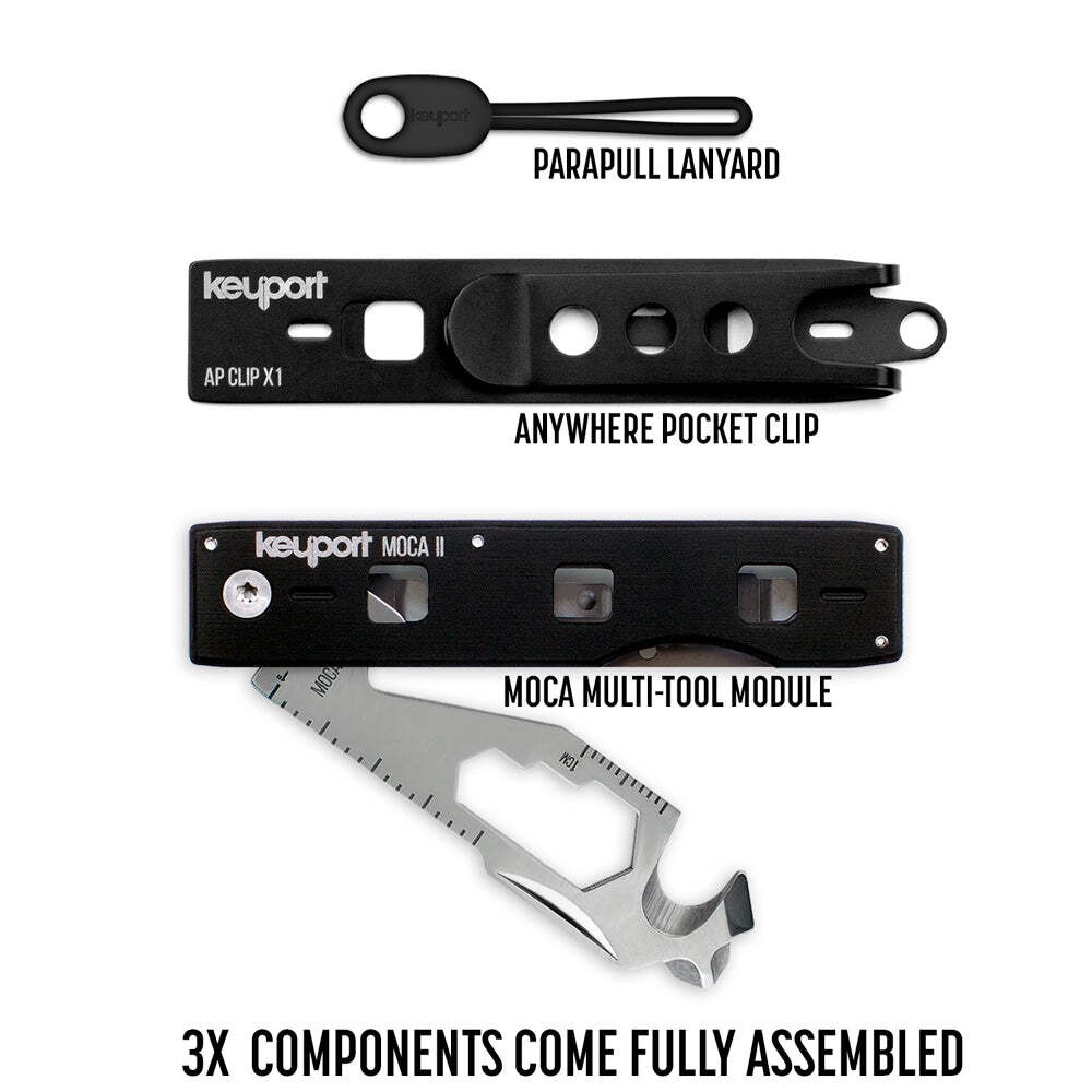Keyport MOCA2 11-in-1 Multitool Keychain EDC Tool Kit wth Pocket Clip & Paracord
