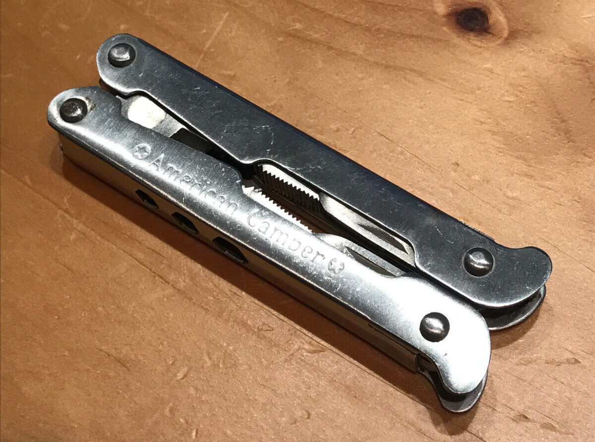 AMERICAN CAMPER BRAND STAINLESS STEEL MULTI TOOL COMBO PLIER W/ LEATHER SHEATH