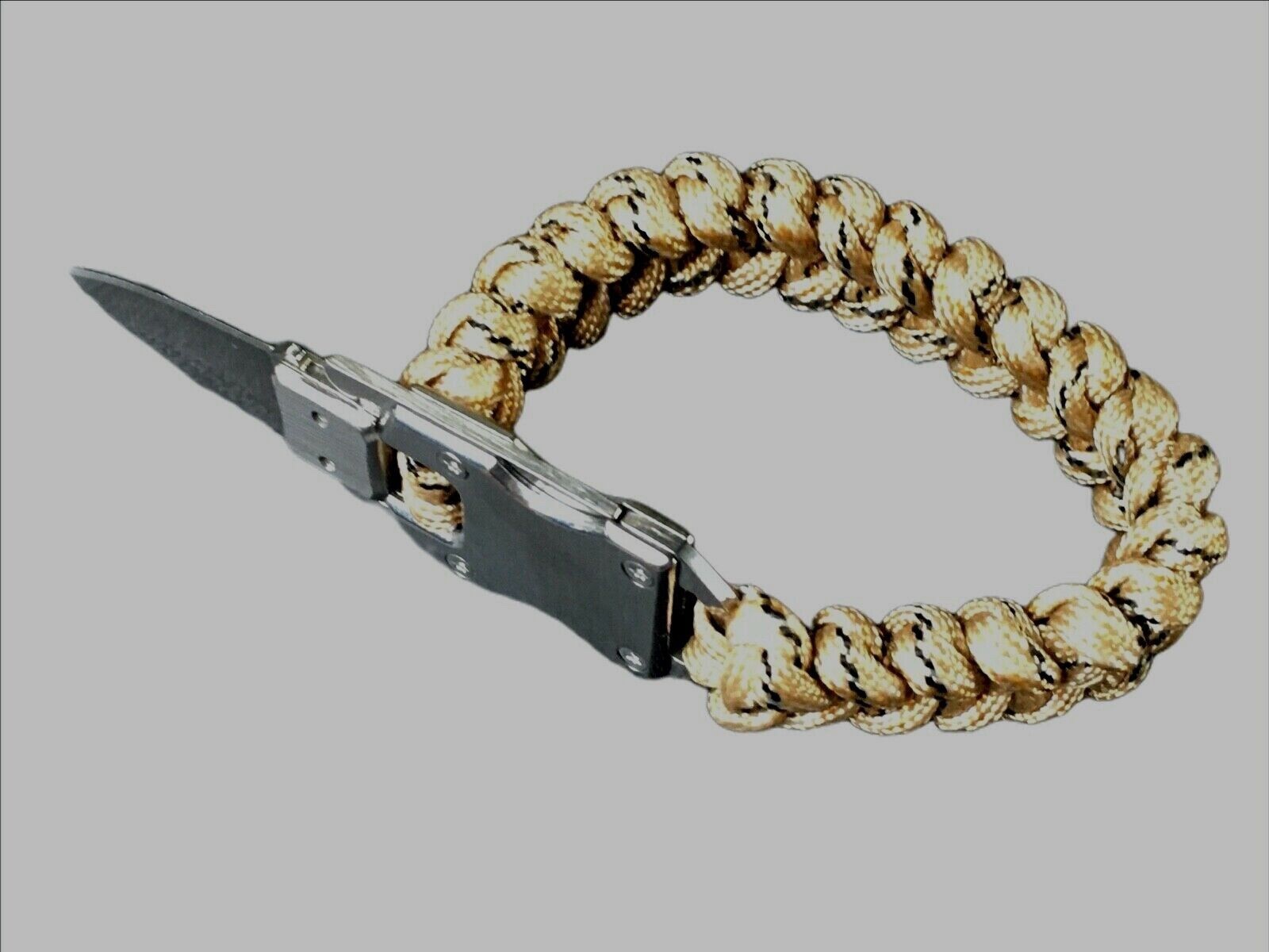 Paracord Emergency Tactical EDC Survival Knife Bracelet, Tan & Black BR8 New