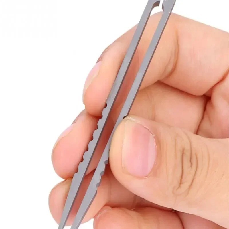 2 Sizes Portable Titanium Alloy Tweezers Outdoor Survival Camping Travel EDC