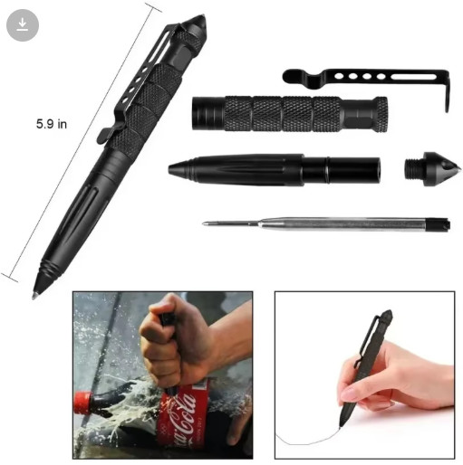 Military Tactical Pen Aluminum Multifunction Survival Glass Breaker Tool EDC