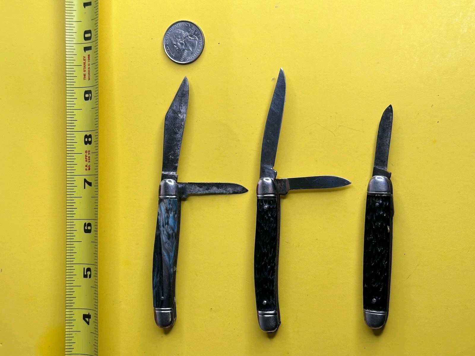 Lot Of 3 Vintage Imperial Pocket Knives Worn Condition Needs Cleaning See Pics