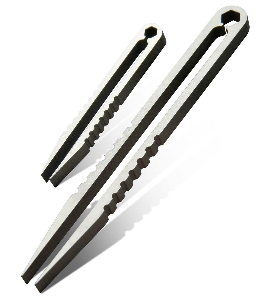 2pcs Mini Tweezers Portable Titanium Alloy EDC Survival Camping Outdoor Trave…