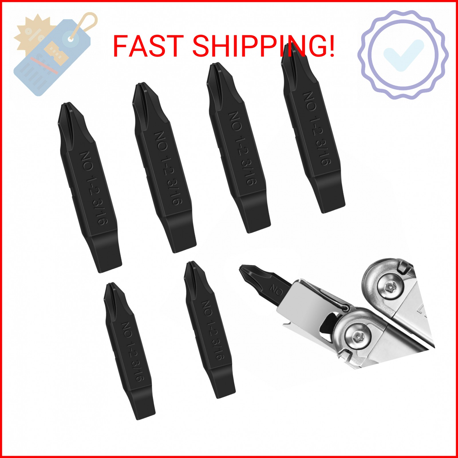 6-Pack Double-Sided Screwdriver Bits Compatible with Leatherman Multi-Tools – #1