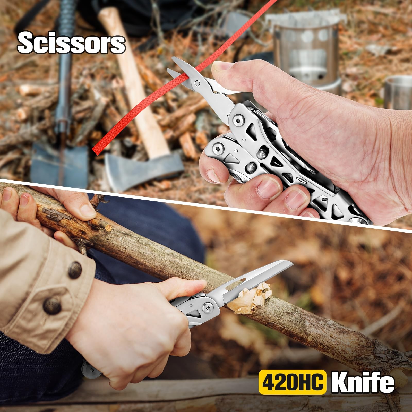 Lightweight Multitool,19-in-1 Multipurpose Plier,420HC Knife,Bottle Opener,Sa…