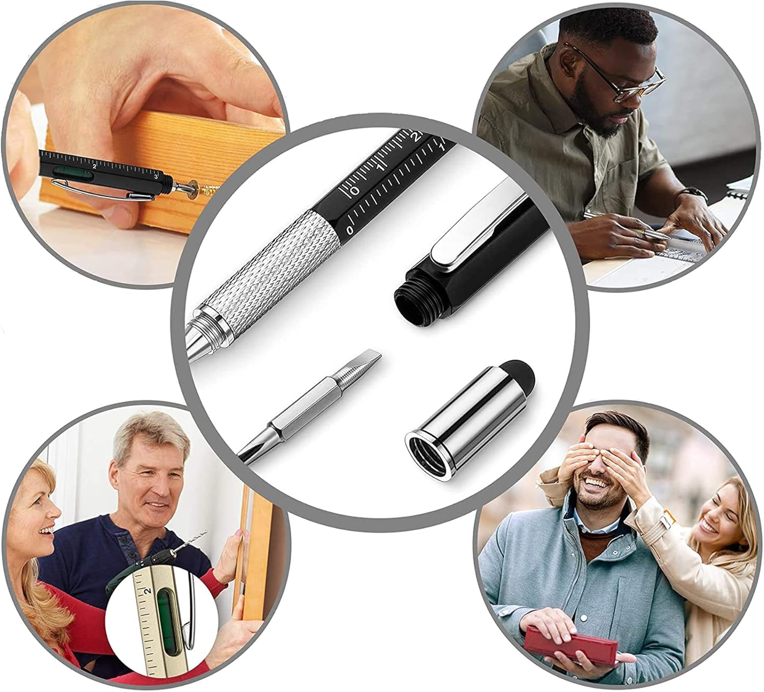 8 Pieces Gift Pen for Men 6 in 1 Multitool Tech Tool Pen Screwdriver Pen With