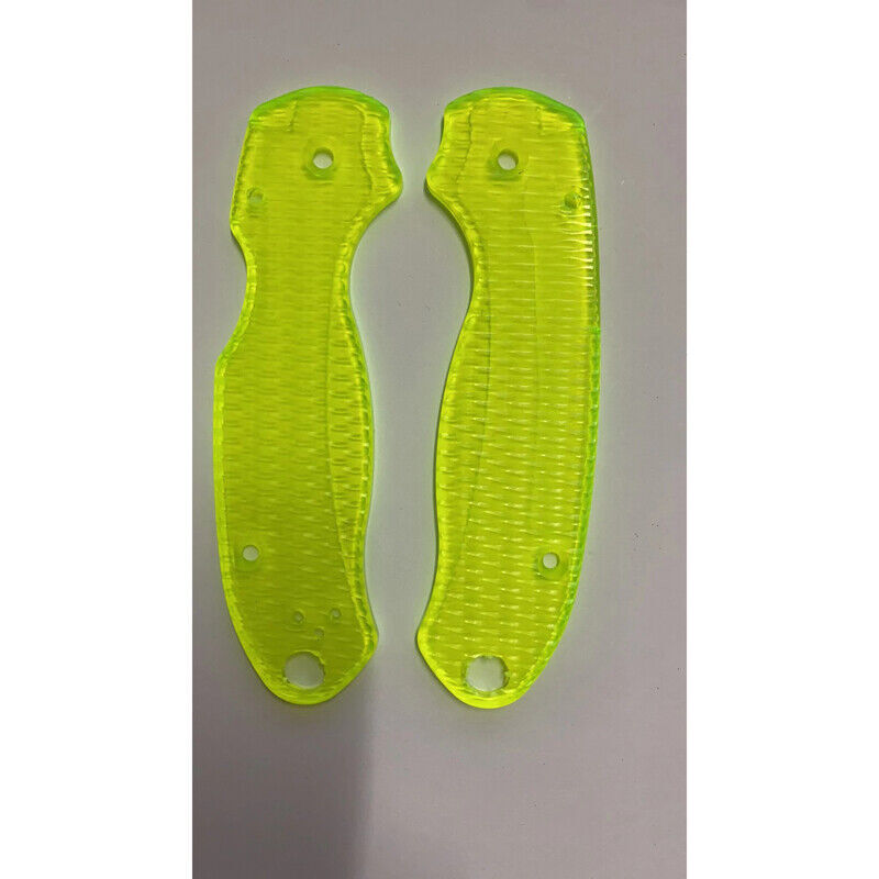 New 1 Pair Green Acrylic Handle Scales for Spyderco Para 3 / C223
