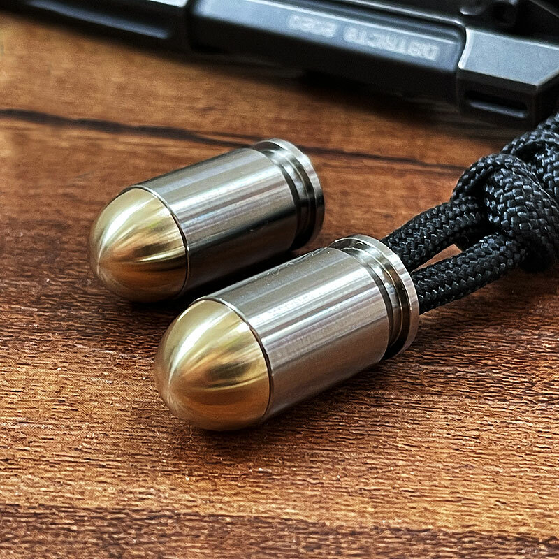 Titanium + Brass Parachute Cord Bead Necklace Keychain Pendant Lanyard EDC Bead