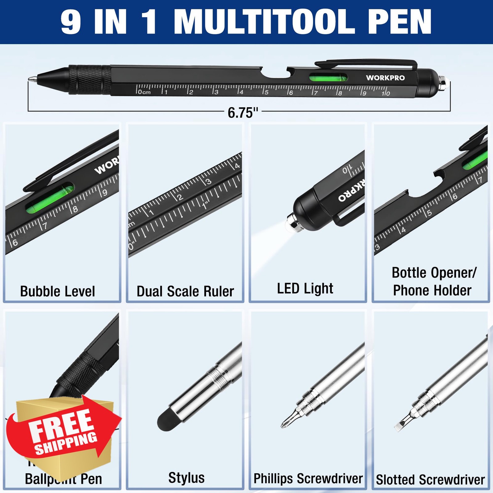 WORKPRO 9 Function Multi-tool Pen Set Gadget Gift