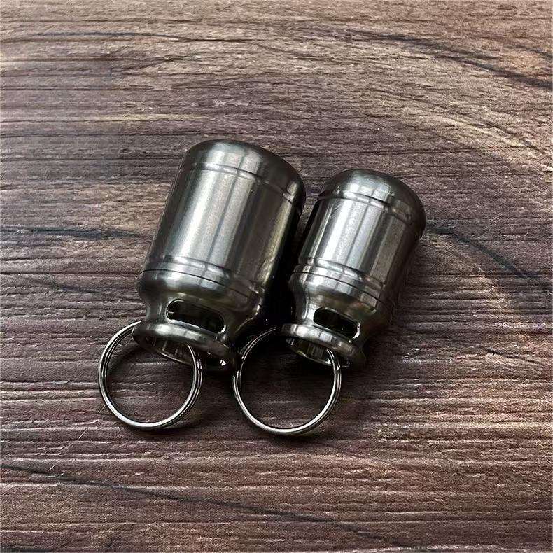 EDC Titanium Pill Holder Case Organizer Container Portable Waterproof Keychain
