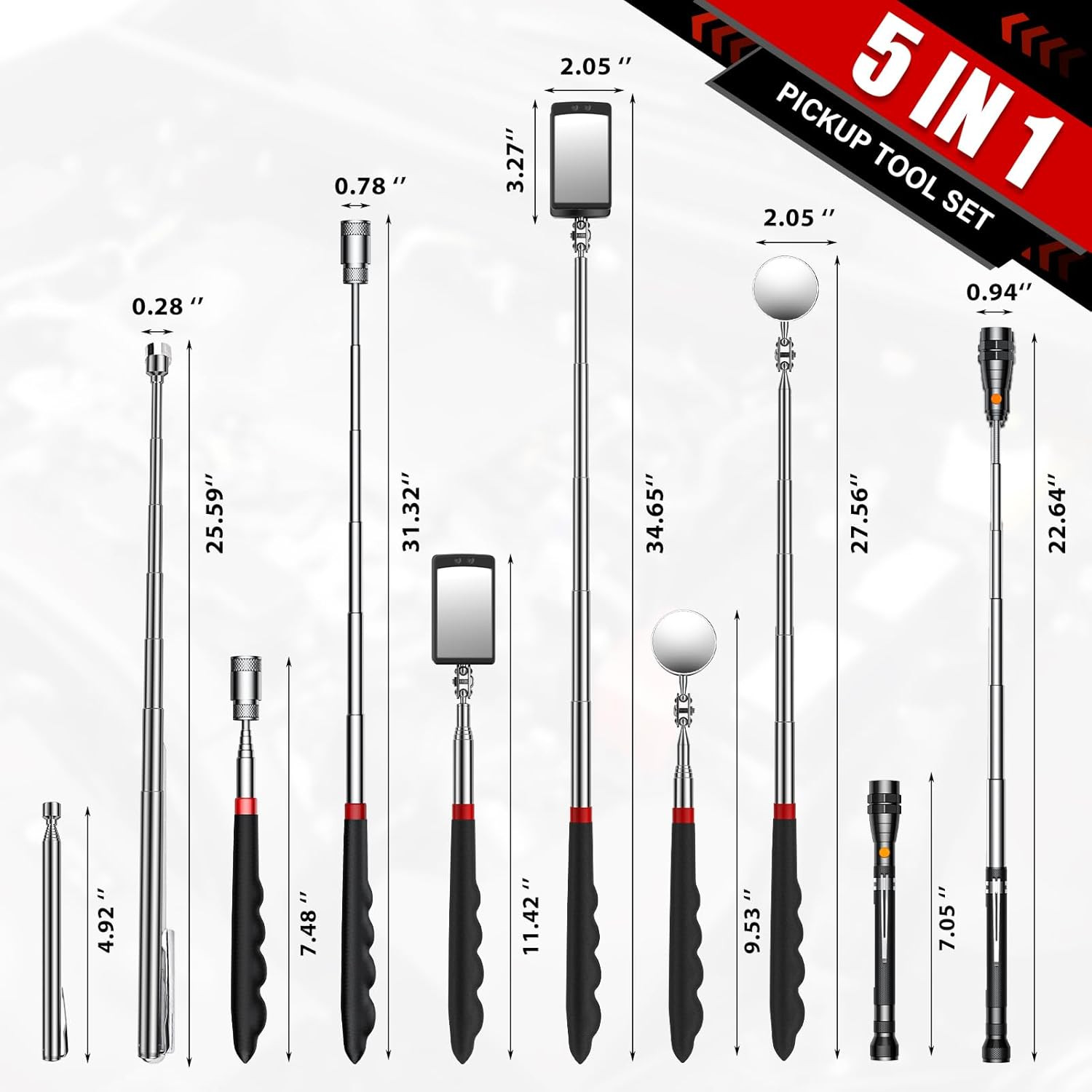 Fathers Day Dad Gifts, Telescoping Magnetic Pick up Tool Set, Extendable Magnet