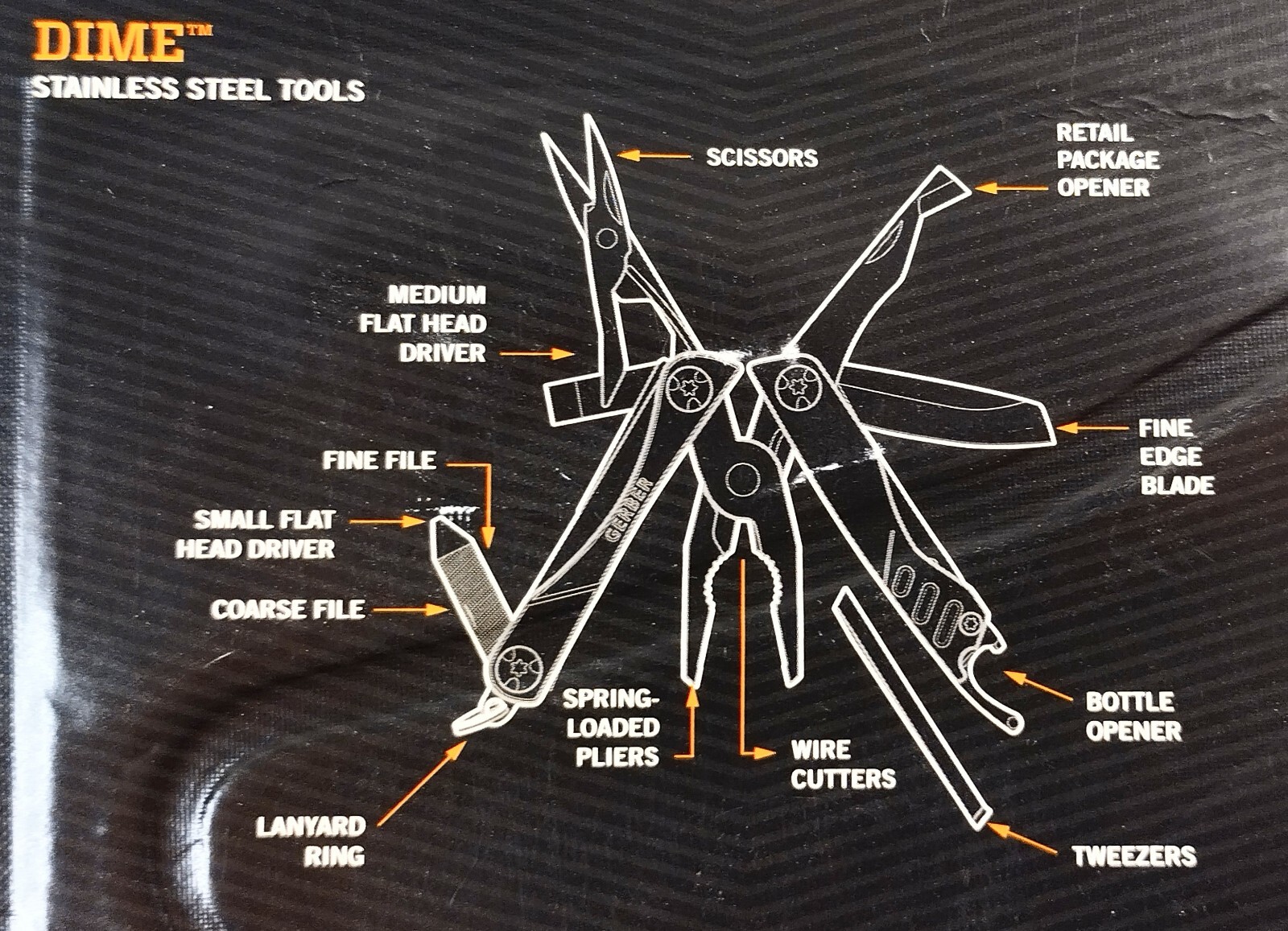 Gerber Dime Micro Multi-Tool Color: Black 12-Tool-Multiplier