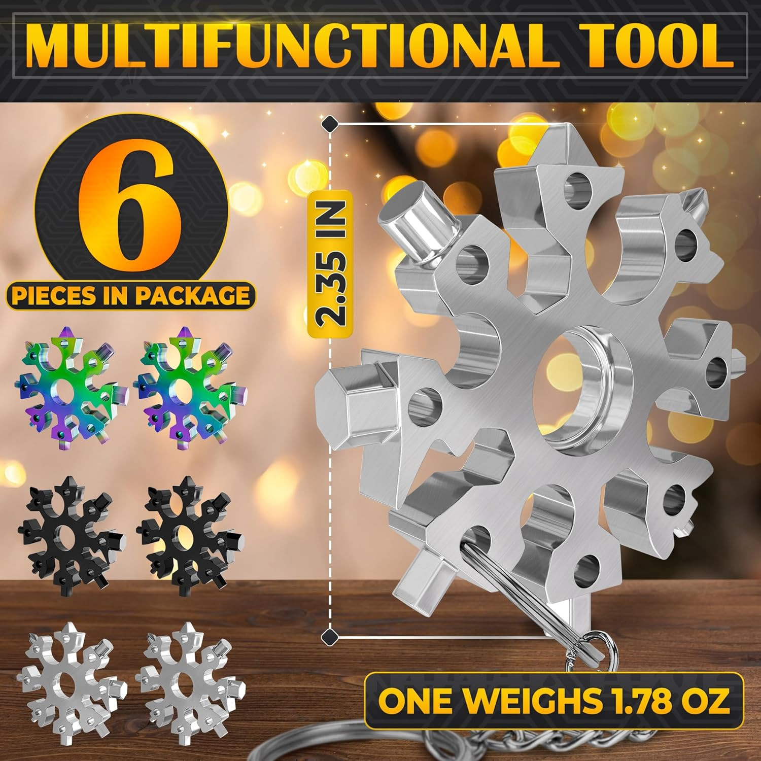6 Pcs Smultitool 18 in 1 Set — Multi Tool Keychain — Stainless Steel Compact Scr
